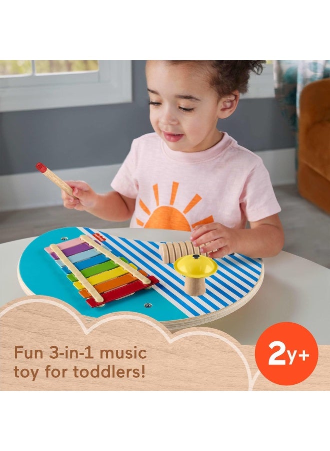 Fisher-Price Wood Toddler Toy Musical Table, 3-Piece Wooden Percussion Instrument For Developmental Play Kids Ages 2+ Years  - Image 3