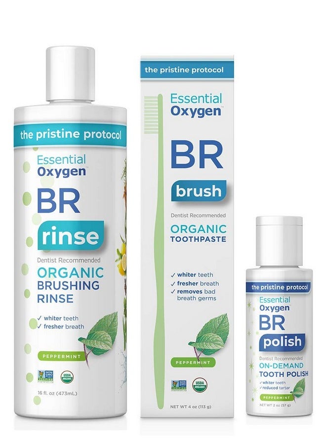 Essential Oxygen - Ssential Oxygen Pristine Protocol A 3Step System (1. Rinse 2. Brush 3. Polish) For Your Best Smile Ever 3 Count Combo Pack - Image 1