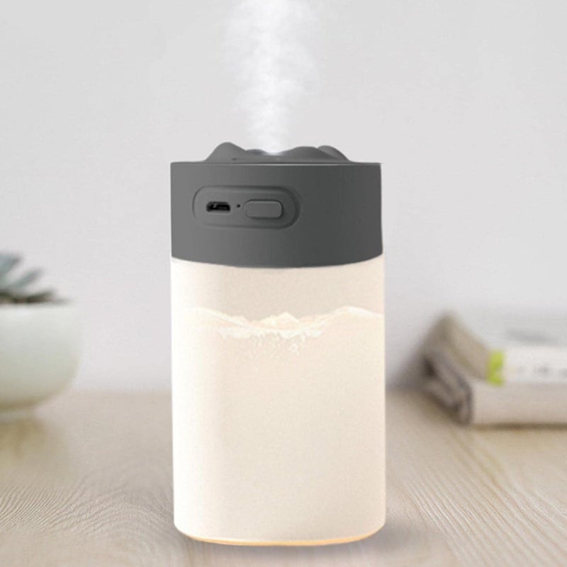 klarako Mini Humidifier 350ml Cool Mist Humidifier, Portable Car Essential Oil Diffuser Humidifier with Atmosphere light, USB Desktop Humidifier for Home Baby Bedroom Office Travel (Gray) - Image 1