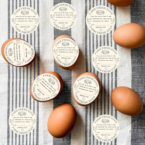 Well Tile 500Pcs Farm Fresh Egg Carton Stickers 2inch Round Unwashed Egg Carton Labels with Collection Date Self-Adhesive Egg Packaging Labeling for Chicken Duck Quail Egg (Yellow) - Image 2