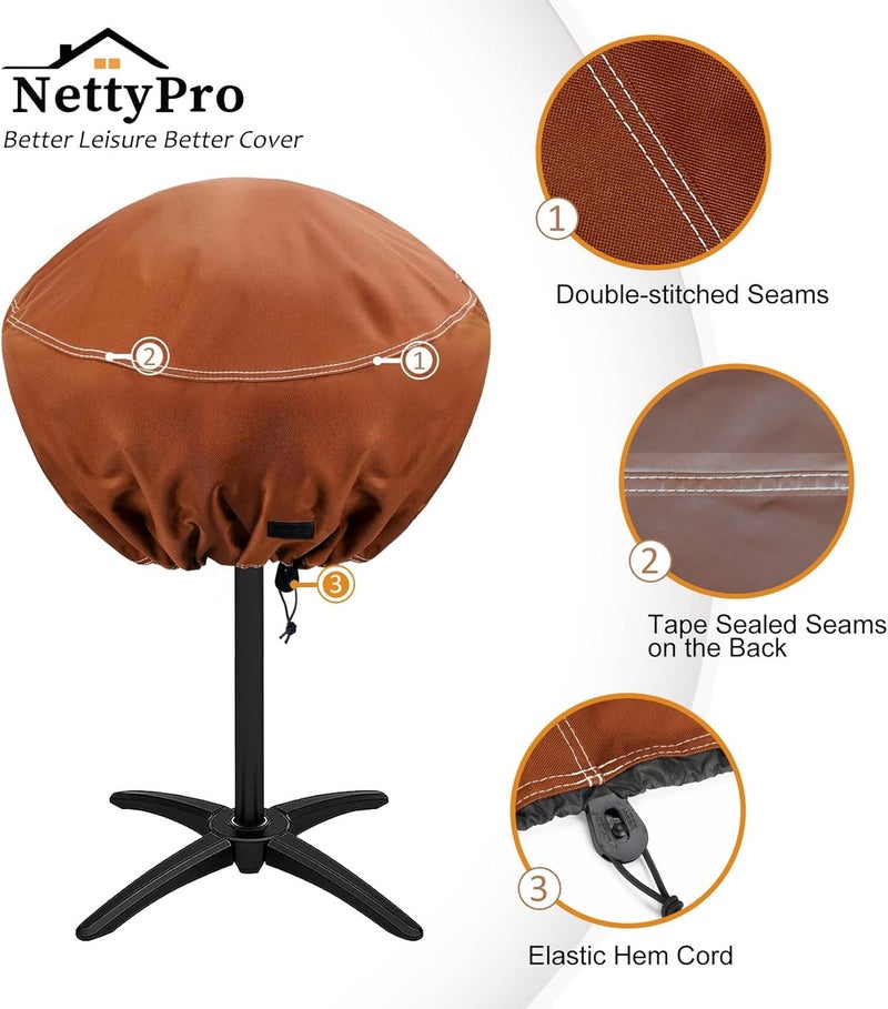 NettyPro غطاء لشواية لأنواع George Foreman وChar-Broil وCuisinart وHomewell وWeber الصغيرة، مقاوم للماء ومناسب للاستخدام في الهواء الطلق أو الداخل، أبعاده 19 بوصة في العرض × 18 بوصة في العمق × 33 بوصة في الارتفاع، لونه بني. - Image 5
