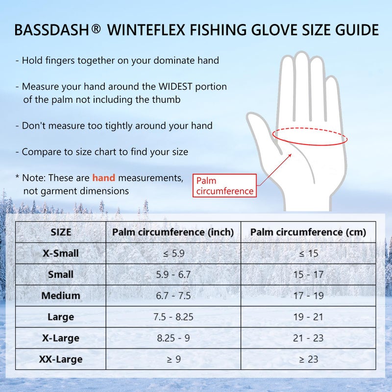 BASSDASH WinteFlex Insulated Ice Fishing Mittens Cold Weather Fingerless Gloves Water Resistant for Men Women Hunting - Image 3