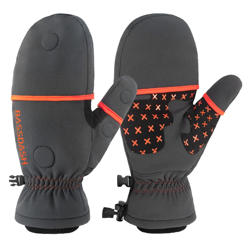 BASSDASH WinteFlex Insulated Ice Fishing Mittens Cold Weather Fingerless Gloves Water Resistant for Men Women Hunting - Image 5