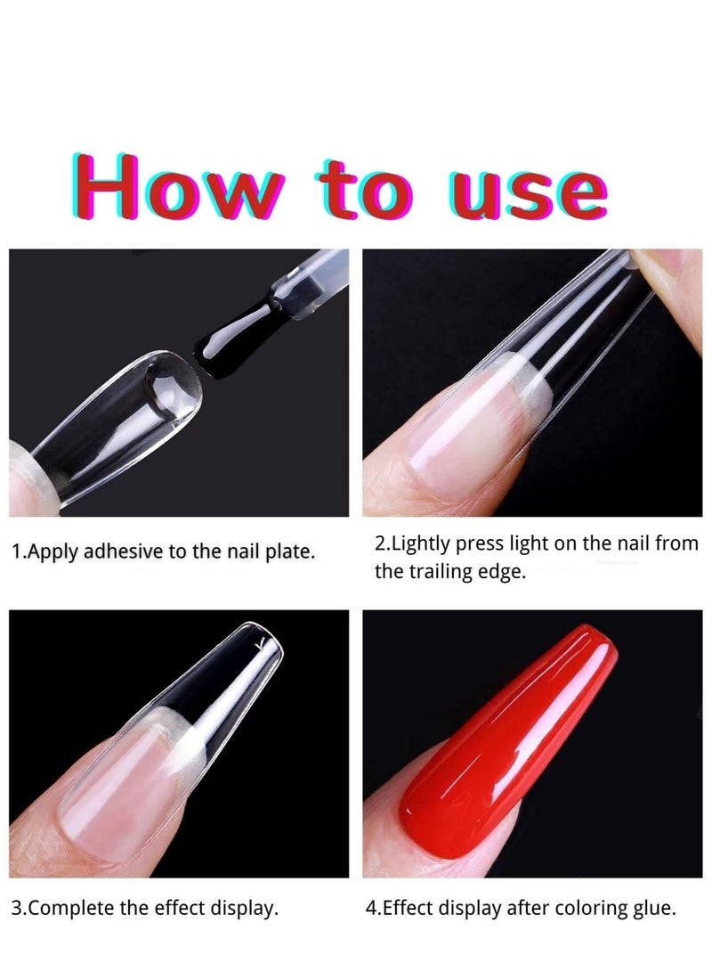 KASTWAVE 550Pcs Soft Gel Full Cover Nail Tips 11 Sizes Gel Nail Tips Full Cover False Nail Artificial Nails with Case Frosted T Shape Gel Nail Extensions for Nail Salons and DIY Nail Art - Image 2