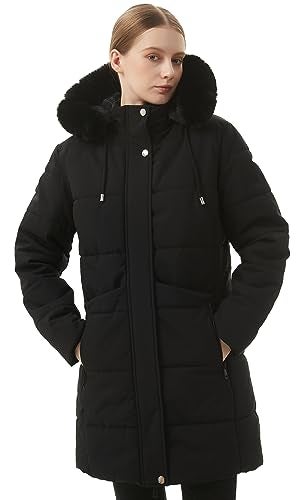 MOERDENG Women's Winter Puffer Coat Thicken Fleece Lined Down Jacket Waterproof Faux Fur Detachable Hooded Parka - Image 4