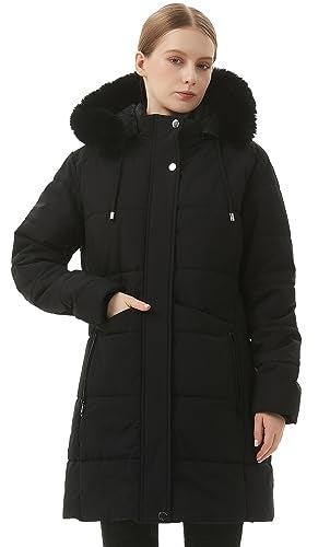 MOERDENG Women's Winter Puffer Coat Thicken Fleece Lined Down Jacket Waterproof Faux Fur Detachable Hooded Parka - Image 3