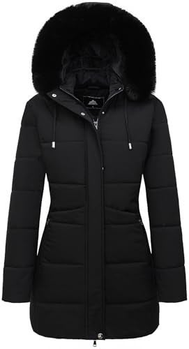 MOERDENG Women's Winter Puffer Coat Thicken Fleece Lined Down Jacket Waterproof Faux Fur Detachable Hooded Parka - Image 1