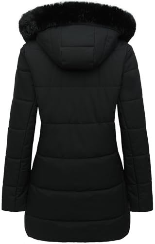 MOERDENG Women's Winter Puffer Coat Thicken Fleece Lined Down Jacket Waterproof Faux Fur Detachable Hooded Parka - Image 2