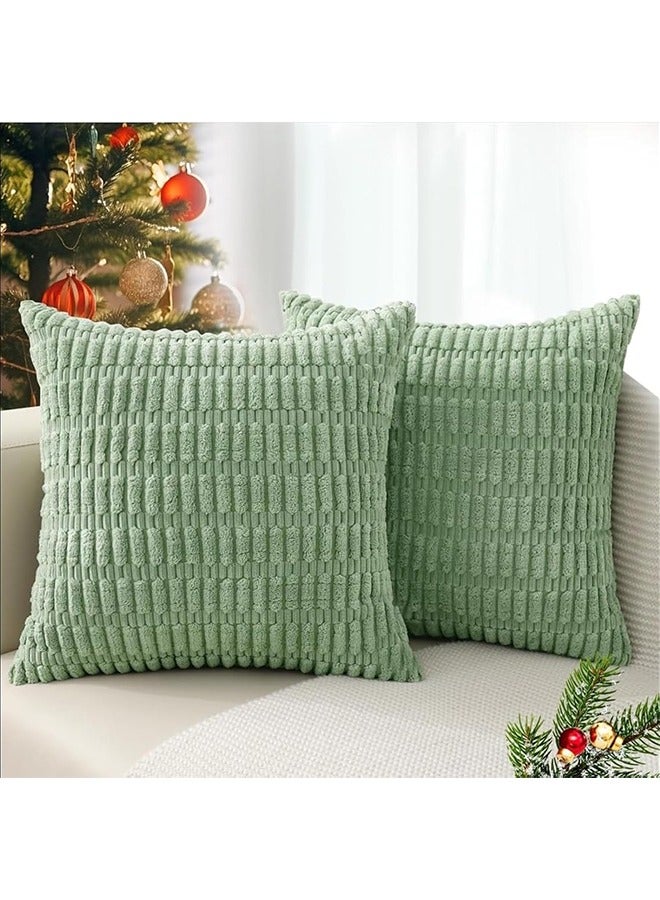 MVAQKLM  2 Pack Cushion Covers Soft Cozy Plush Short Faux Wool Velvet Decorative Sofa Throw Pillow Covers Luxury Cushion Case Pillow Shell for Couch Sofa Bedroom Pillow Square 45X45cm（18X18inch） - Image 1