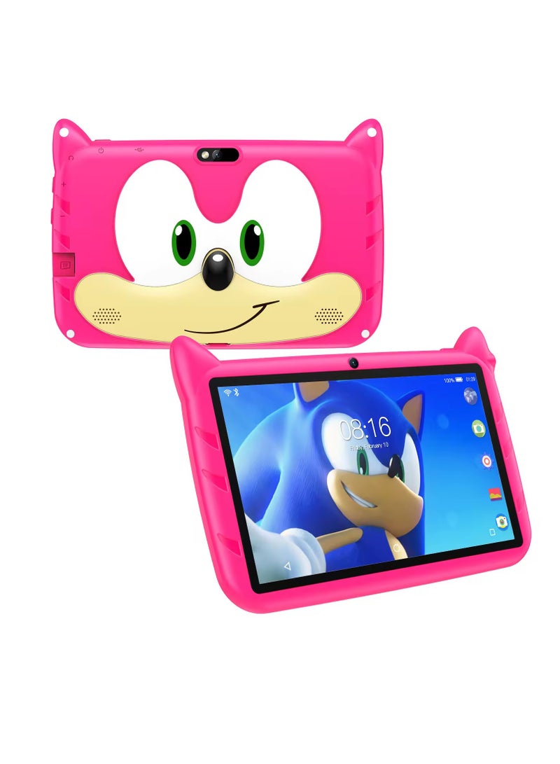 AROAQ Kids Tablet, 7 Inch Kids Learning Toy Computer With Wifi, 400mah Battery Dual Cameras Kids Pad, Portable Children Smart Tablet With Quad Core Processor, (1pc, 64G, Pink) - Image 1