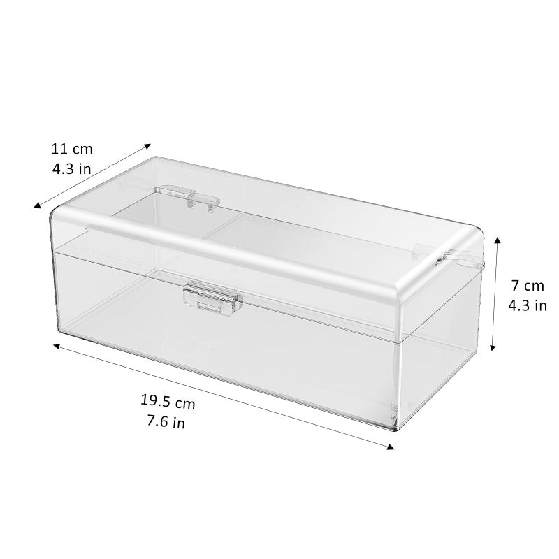 JessLab Hair Accessories Organizer for Girls, Acrylic Hair Bow Tie Clip Scrunchie Holder with Dividers, Clear Stackable Storage Box for Bathroom, Bedroom, Vanity Countertop, 1 Compartment - Image 5