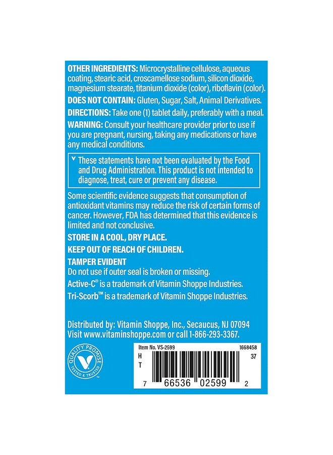 The Vitamin Shoppe Active-C with Bioflavonoids 1000 MG - Antioxidant for Cardiovascular & Immune Health & Protection Against Free Radicals (250 Tablets) - Image 4