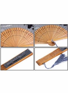 واي آند دي Folding Hand Fan,Small Handheld Fans for Chinese Japanese Vintage Bamboo Silk  - Image 5