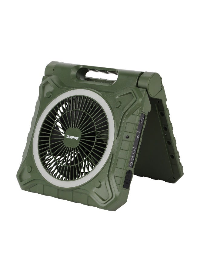 8" Rechargeable Solar Fan-Table Box Fans with Remote Control, Smart Panel and LED Lighting/ 3 Modes, 20 Hours Working, Perfect for Home, Office, Camping, Hiking, Indoor and Outdoor Use/ 2 Years Warranty, GF21233 GREEN