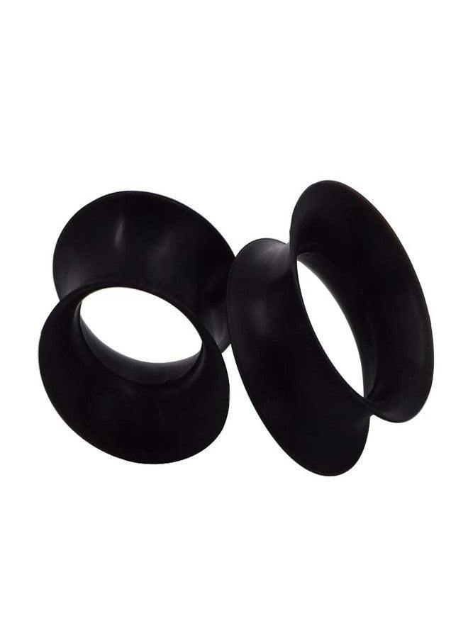Oyaface 2pcs Hollow Soft & Hard Silicone Ear Gauges Flesh Tunnels Plugs Stretchers Expander 2g-3/4 (Black 5/8"(16mm)) - Image 1