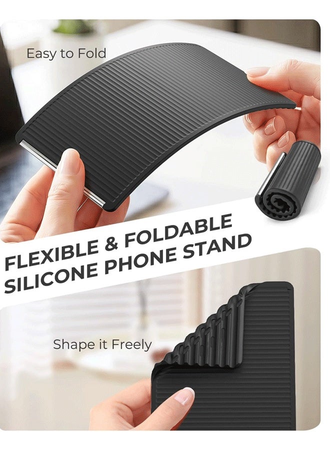DAEVO Portable Flexible Silicone Aluminum Phone Stand Universal Adjustable Foldable Desktop Holder for Tablet Laptop Airplane Travel Treadmill - Image 2