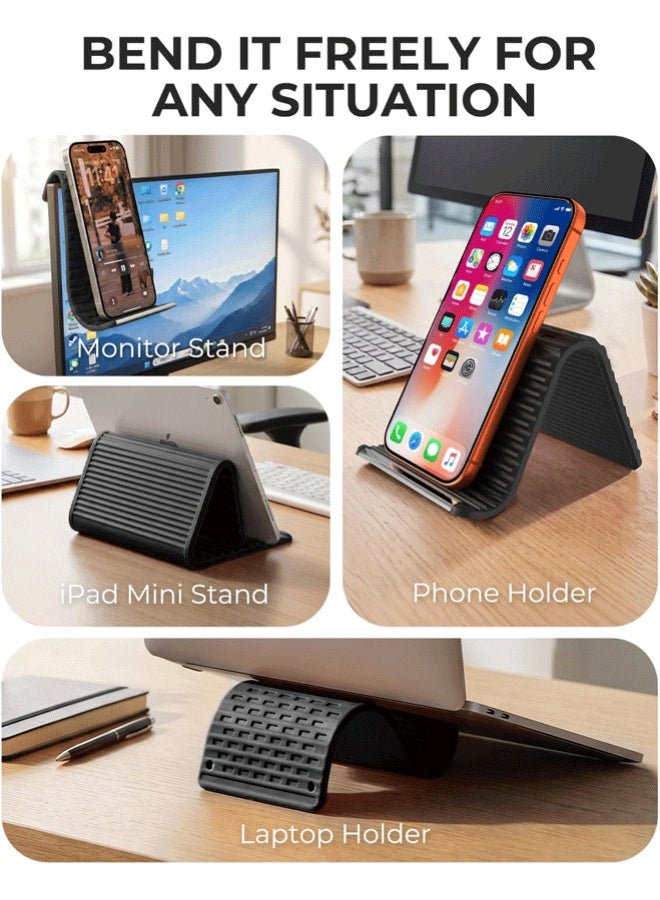 DAEVO Portable Flexible Silicone Aluminum Phone Stand Universal Adjustable Foldable Desktop Holder for Tablet Laptop Airplane Travel Treadmill - Image 5
