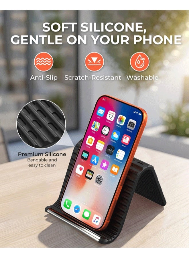 DAEVO Portable Flexible Silicone Aluminum Phone Stand Universal Adjustable Foldable Desktop Holder for Tablet Laptop Airplane Travel Treadmill - Image 4