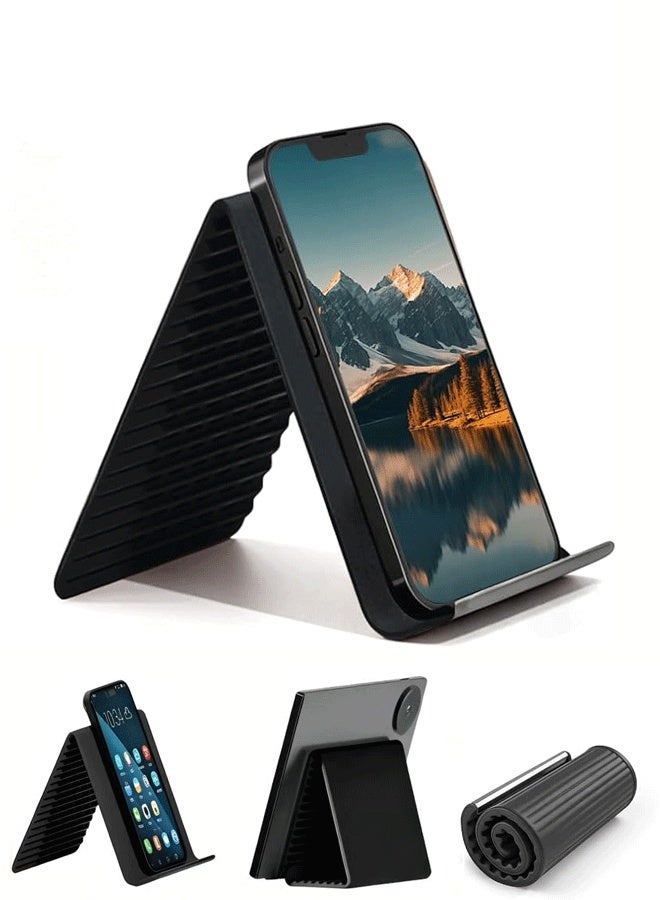 DAEVO Portable Flexible Silicone Aluminum Phone Stand Universal Adjustable Foldable Desktop Holder for Tablet Laptop Airplane Travel Treadmill - Image 1