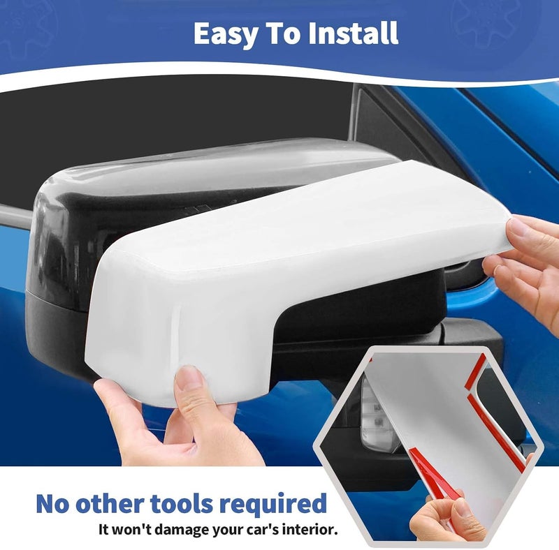 for Silverado Side Mirror Cover Cap Trim White Fit for Chevy Silverado/GMC Sierra 2019-2025 White Exterior Accessories 2pcs - Image 5