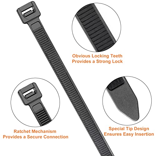 OneLeaf Cable Ties 8 Inch Heavy Duty Zip Ties with 120 Pounds Tensile Strength for Multi-Purpose Use, Self-Locking UV Resistant Nylon Tie Wraps, Indoor and Outdoor Tie Wire.120 Pcs Black - Image 4