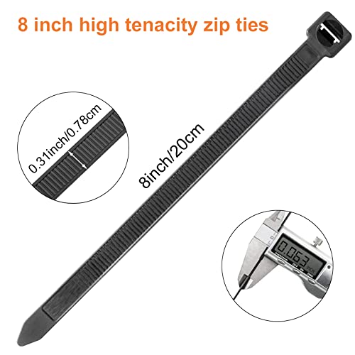 OneLeaf Cable Ties 8 Inch Heavy Duty Zip Ties with 120 Pounds Tensile Strength for Multi-Purpose Use, Self-Locking UV Resistant Nylon Tie Wraps, Indoor and Outdoor Tie Wire.120 Pcs Black - Image 3