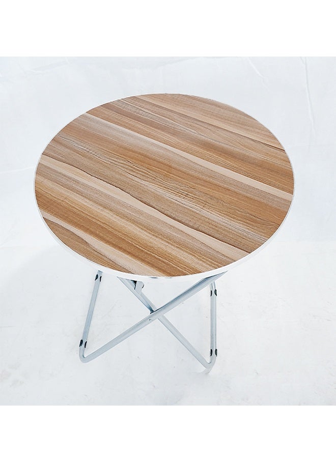 طاولة طعام دائرية قابلة للطي، 60 × 60 × 70 سم، سطح خشبي بإطار معدني، مناسبة للمنزل والمكتب والاستخدام الخارجي - Image 2