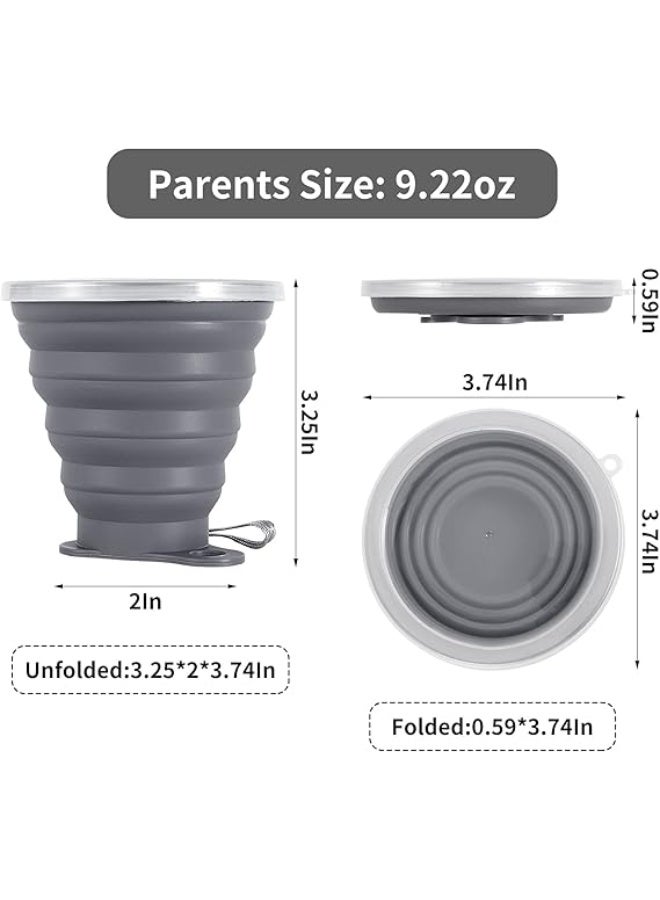 ME.FAN كوب سفر سيليكون قابل للطي من ME.FAN مع غطاء – كوب شرب قابل للتمدد سعة 9.22 أونصة للتخييم والسفر والأنشطة الخارجية - Image 3