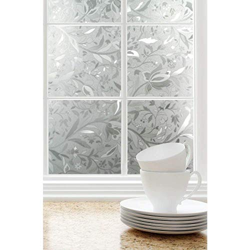 WISDOM Window Glass Decorative Frosted Film Heat Control Film Self Adhesive Window Frosted Film (16" x 240, Glass Flower Frosted) - Image 4