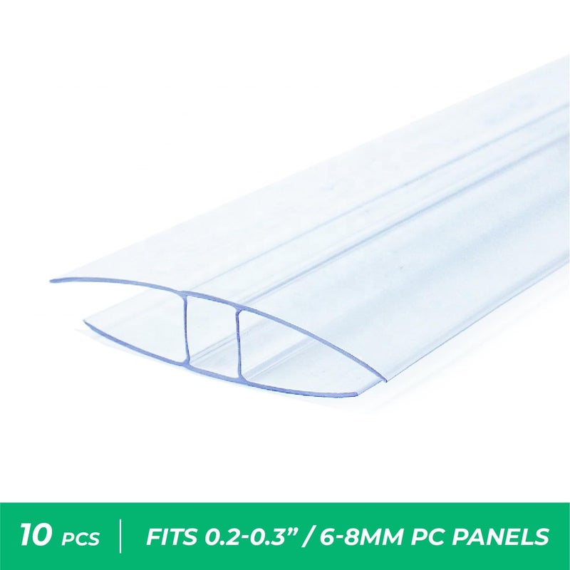 OWLHAUS Greenhouses Polycarbonate Greenhouse Panels Connectors - Fit 6mm or 8mm Twin-Wall Polycarbonate Panels, Join 2 Pieces of Panels Together, 4-Foot Length, 10 Pieces (H Connectors 8mm-4ft) - Image 3