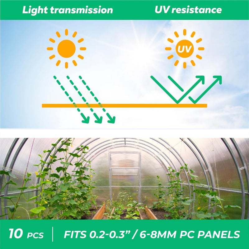 OWLHAUS Greenhouses Polycarbonate Greenhouse Panels Connectors - Fit 6mm or 8mm Twin-Wall Polycarbonate Panels, Join 2 Pieces of Panels Together, 4-Foot Length, 10 Pieces (H Connectors 8mm-4ft) - Image 5