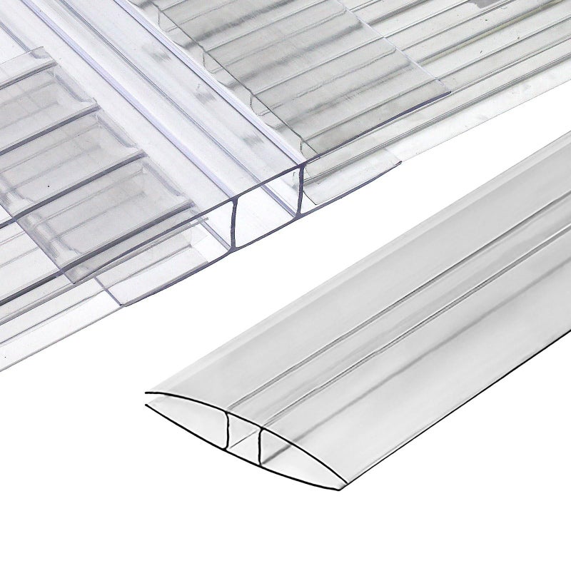 OWLHAUS Greenhouses Polycarbonate Greenhouse Panels Connectors - Fit 6mm or 8mm Twin-Wall Polycarbonate Panels, Join 2 Pieces of Panels Together, 4-Foot Length, 10 Pieces (H Connectors 8mm-4ft) - Image 1