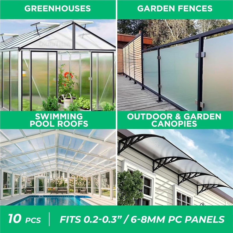 OWLHAUS Greenhouses Polycarbonate Greenhouse Panels Connectors - Fit 6mm or 8mm Twin-Wall Polycarbonate Panels, Join 2 Pieces of Panels Together, 4-Foot Length, 10 Pieces (H Connectors 8mm-4ft) - Image 4