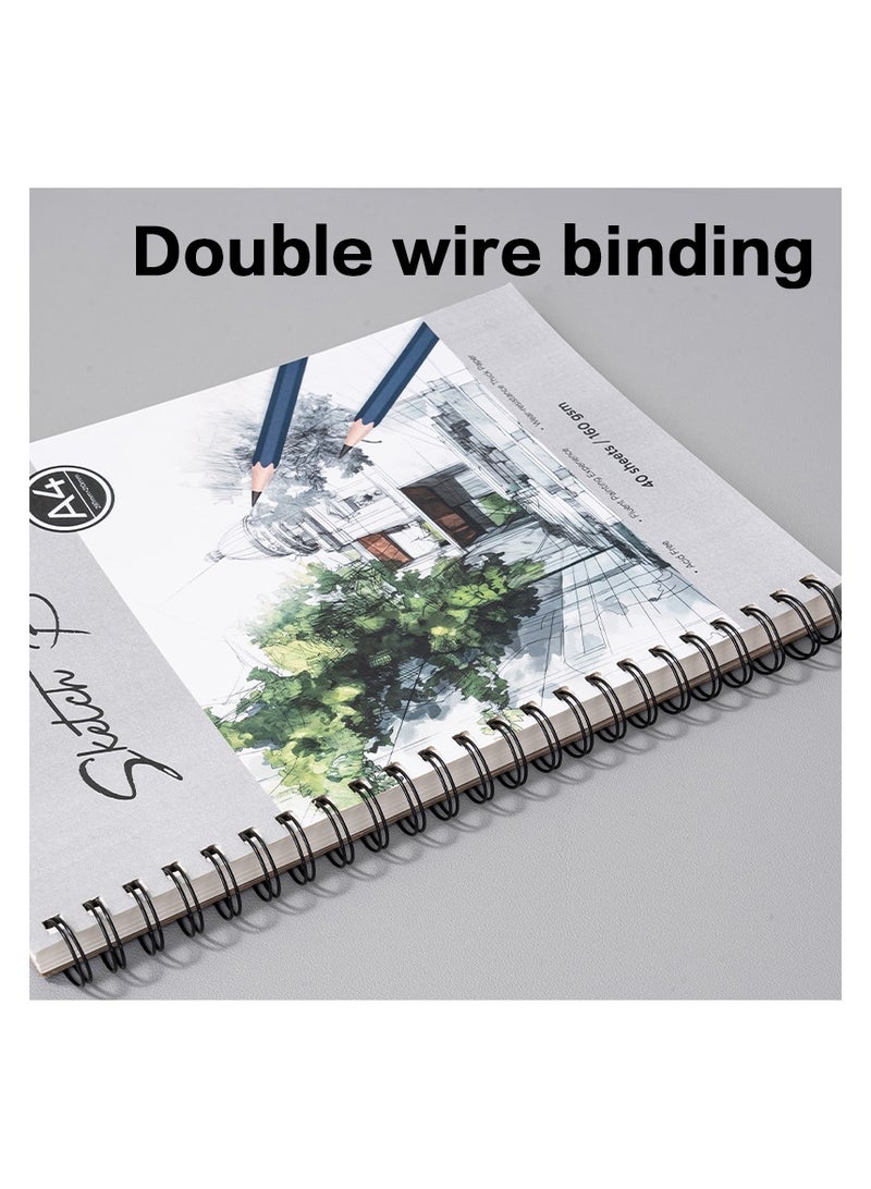 Deli EC403 A4-40pages Cardboard cover Leftside Spiral Sketch Book 160g+ Watercolor Paper - Ideal for Sketching & Painting - Image 3