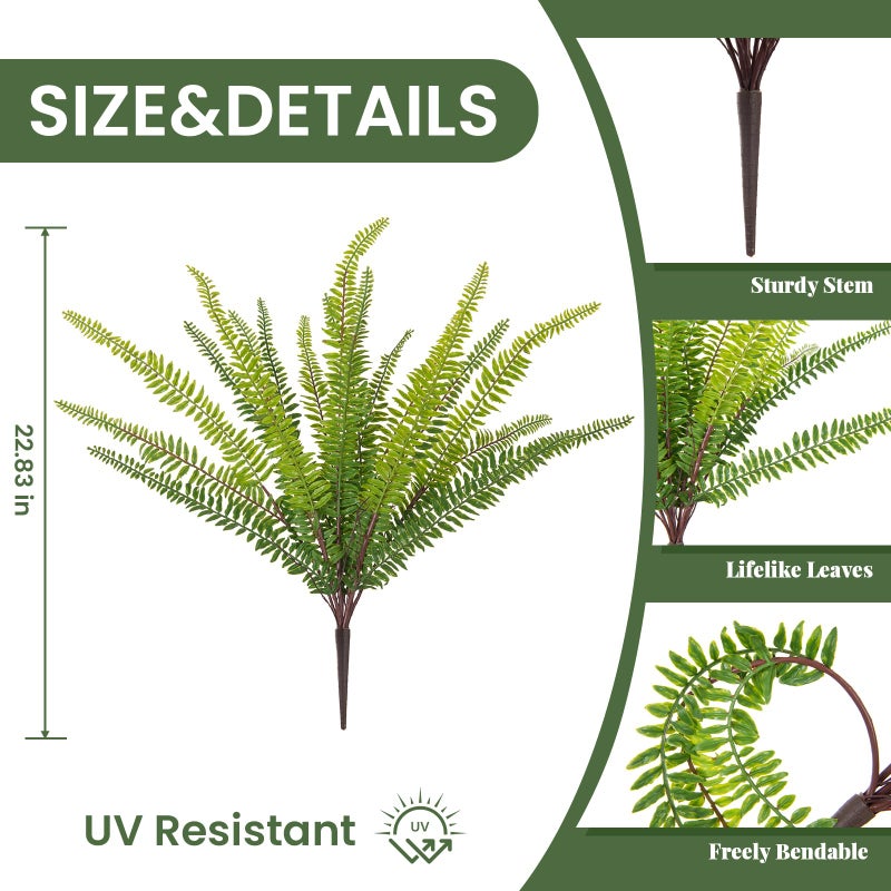 Hrobek Artificial Fake Hanging Flowers Plants for Outdoor Spring Decoration,3 PCS Faux Silk Daisy with Boston Ferns,UV Resistant Look Real for Outside Home Indoor Planter Porch Patio Balcony Yard Decor - Image 2