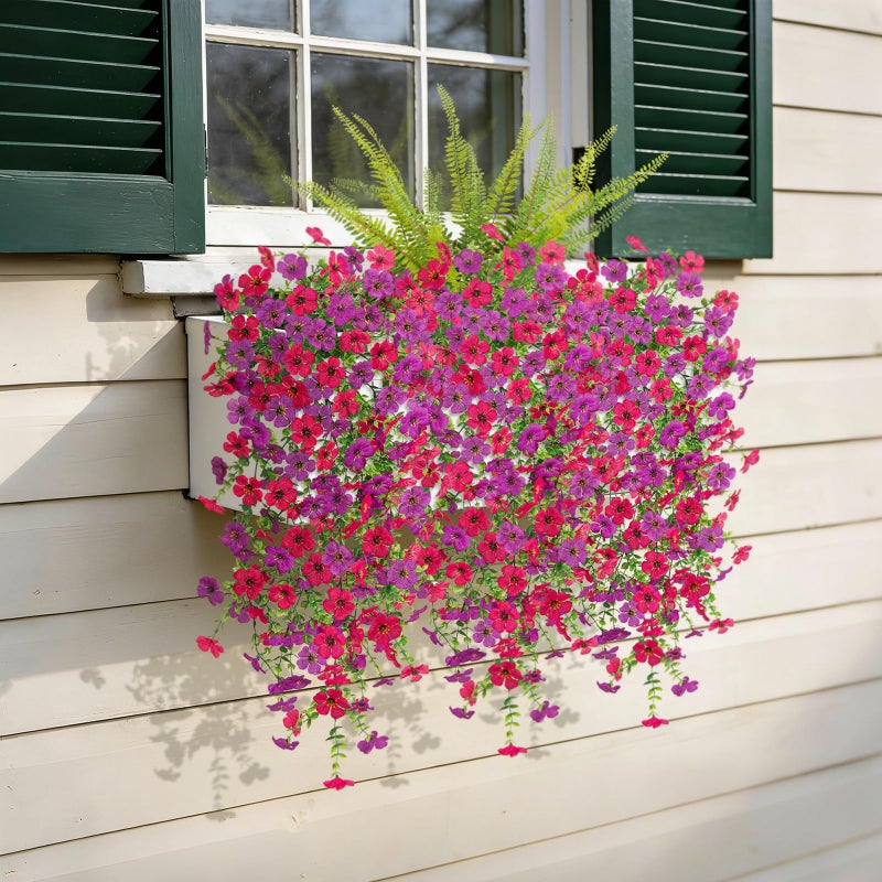 Hrobek Artificial Fake Hanging Flowers Plants for Outdoor Spring Decoration,3 PCS Faux Silk Daisy with Boston Ferns,UV Resistant Look Real for Outside Home Indoor Planter Porch Patio Balcony Yard Decor - Image 4