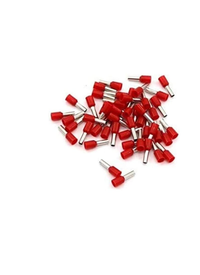 Generic Insulated Ferrules Terminal Block Cord End Wire Tubular Connector, Electrical Crimp Cable Lugs, Terminal Cable Crimp Cable Sleeve for Wire Connection (Pack of 100) (50mm - E5020, Red)  - Image 1