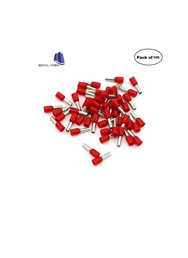 Generic Insulated Ferrules Terminal Block Cord End Wire Tubular Connector, Electrical Crimp Cable Lugs, Terminal Cable Crimp Cable Sleeve for Wire Connection (Pack of 100) (50mm - E5020, Red)  - Image 2