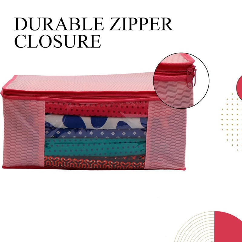 Shaping Fabric Garment Cover - Non-Woven 90 GSM with Transparent Window & Double Metal Zipper - Pack of 6 Dustproof Storage Bags for Sarees, Suits, Jackets, and Shirts - Image 5