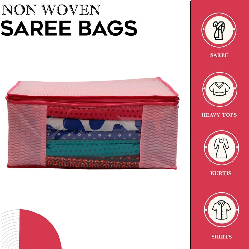 Shaping Fabric Garment Cover - Non-Woven 90 GSM with Transparent Window & Double Metal Zipper - Pack of 6 Dustproof Storage Bags for Sarees, Suits, Jackets, and Shirts - Image 2
