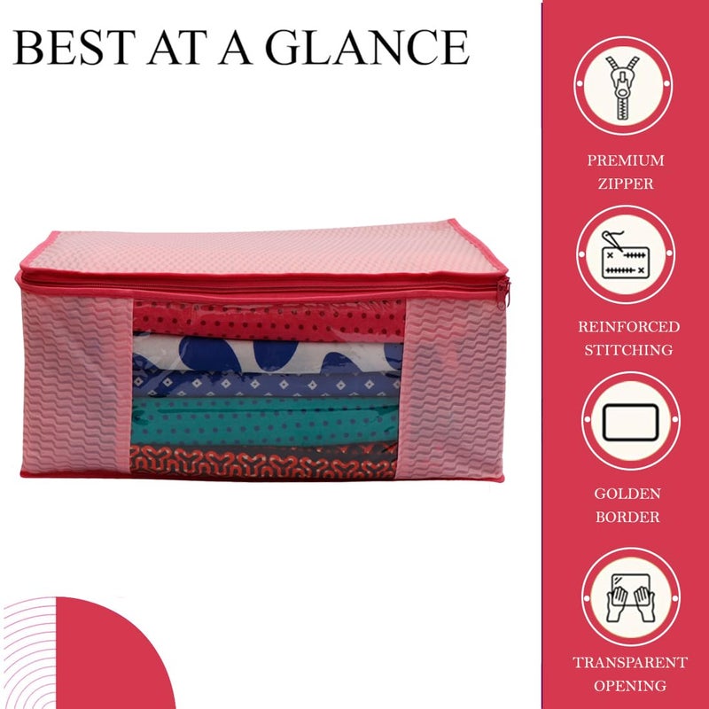 Shaping Fabric Garment Cover - Non-Woven 90 GSM with Transparent Window & Double Metal Zipper - Pack of 6 Dustproof Storage Bags for Sarees, Suits, Jackets, and Shirts - Image 4