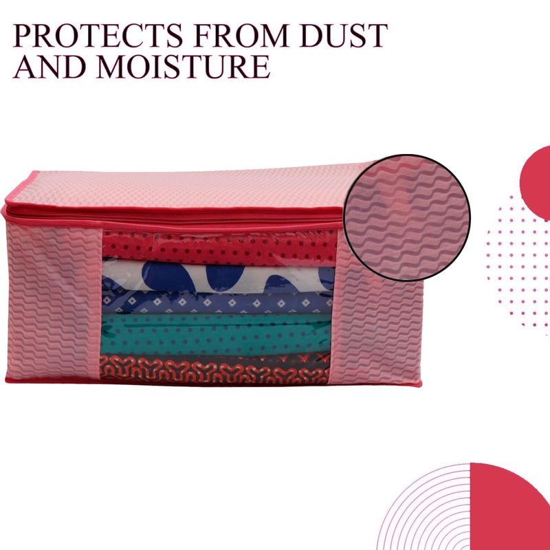 Shaping Fabric Garment Cover - Non-Woven 90 GSM with Transparent Window & Double Metal Zipper - Pack of 6 Dustproof Storage Bags for Sarees, Suits, Jackets, and Shirts - Image 3