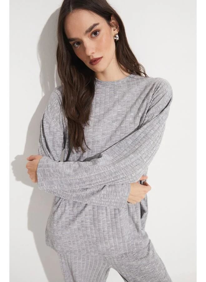 JUNE June Viscose Blend Knitted Blouse and Trouser Set