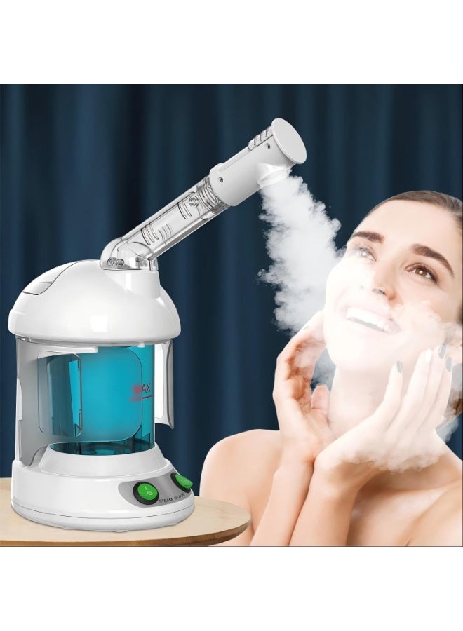 Facial Steamer - Ozone Steamer with 360° Rotatable Arm - 40 Min Steam Time - Humidifier - Unclogs Pores - Blackheads - Portable Facial Steamer for Personal Care Use at Home or Salon,White - Image 1