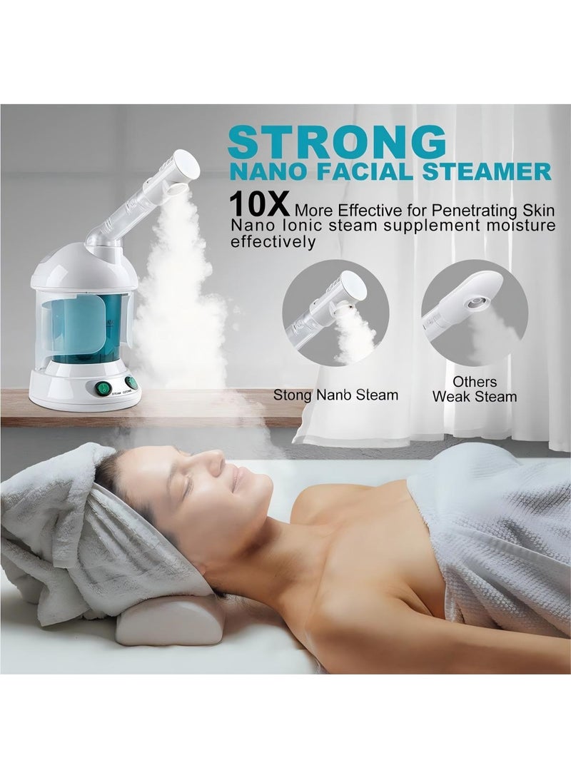 Facial Steamer - Ozone Steamer with 360° Rotatable Arm - 40 Min Steam Time - Humidifier - Unclogs Pores - Blackheads - Portable Facial Steamer for Personal Care Use at Home or Salon,White - Image 4