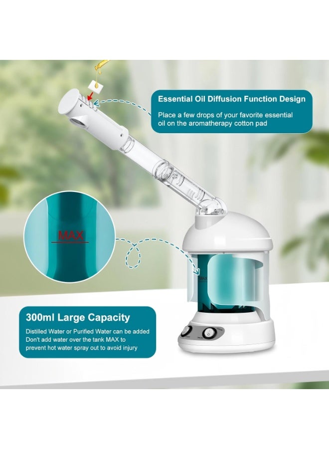 Facial Steamer - Ozone Steamer with 360° Rotatable Arm - 40 Min Steam Time - Humidifier - Unclogs Pores - Blackheads - Portable Facial Steamer for Personal Care Use at Home or Salon,White - Image 5