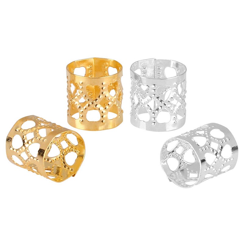 Tbestmax 200 pcs Dreadlocks Beads Hair Braid Rings Clips Dread Locks Hair Braiding Metal Cuffs Decoration/Accessories Jewelry, Silver and Gold - Image 1
