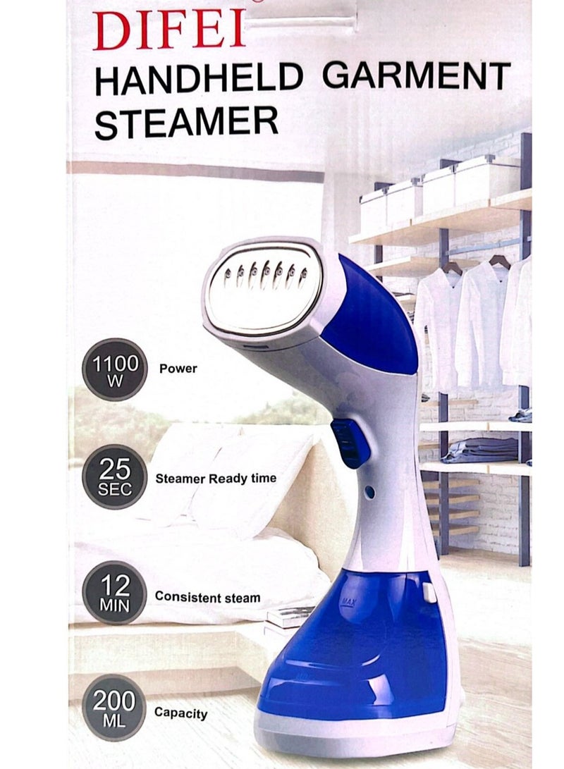 DIFEI Handheld Garment Steamer DF-019 – 1100W Portable Clothes Steamer with Temperature Control, 200ml Tank, 25s Fast Heat-Up, 12 Min Continuous Steam, Anti-Dry Burning Protection – Blue - Image 1