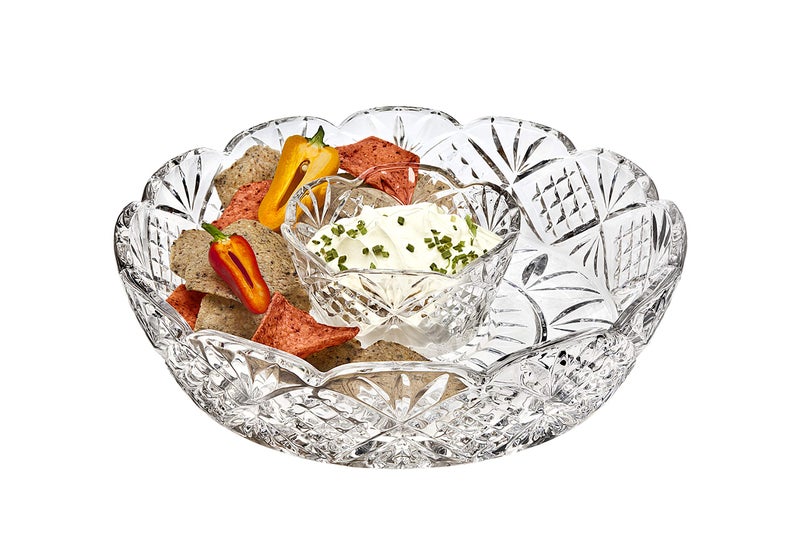 Godinger Crystal Dublin Large Chip-n-Dip - Image 1