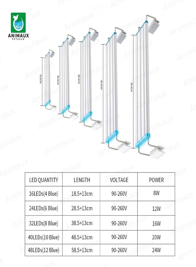 animaux LA Series Ultra-Thin Grass Frame Aquarium Light (LA 20 | 8W | 20-30CM) - Multi-Color Lighting for Freshwater Fish Tanks (White, Blue, Red) - Image 2